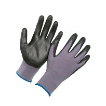 Gray Glove Nylon Spandex Safety Black Nitrile Foam Coating Working Glove